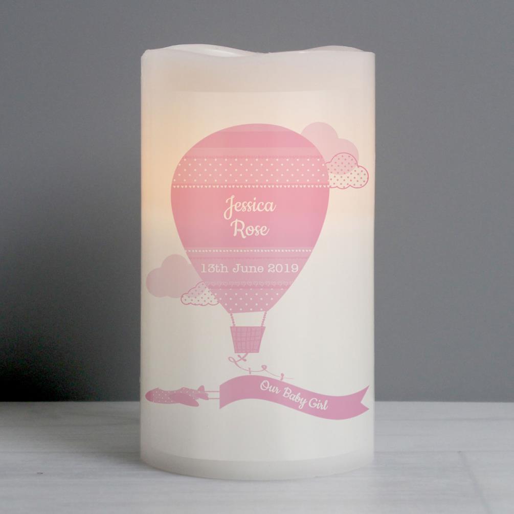 Personalised Up & Away Pink Nightlight LED Candle Extra Image 2